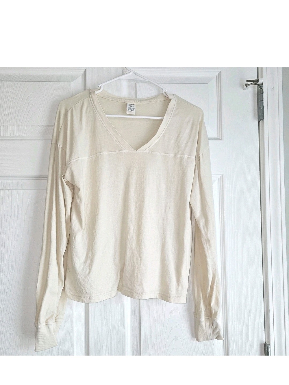 Pink Victoria's Secret Ace Off-White XS LS Womens Top V-neck Cozy Downtown Y2K
